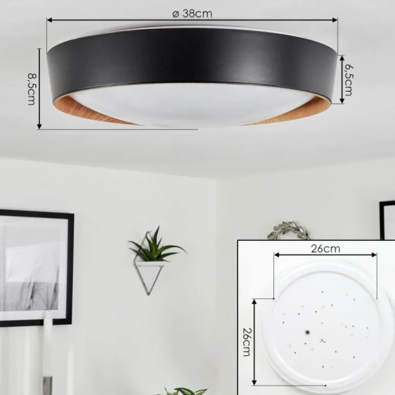 Plafonnier Louea LED Brun, Couleur bois, Noir, 1 lumière