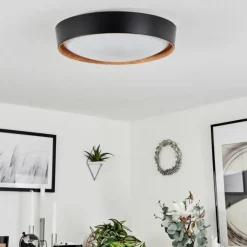 Plafonnier Louea LED Brun, Couleur bois, Noir, 1 lumière