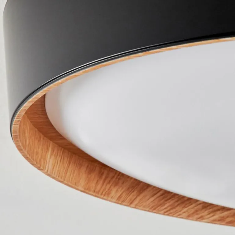 Plafonnier Louea LED Brun, Couleur bois, Noir, 1 lumière