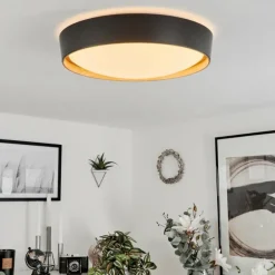 Plafonnier Louea LED Brun, Couleur bois, Noir, 1 lumière