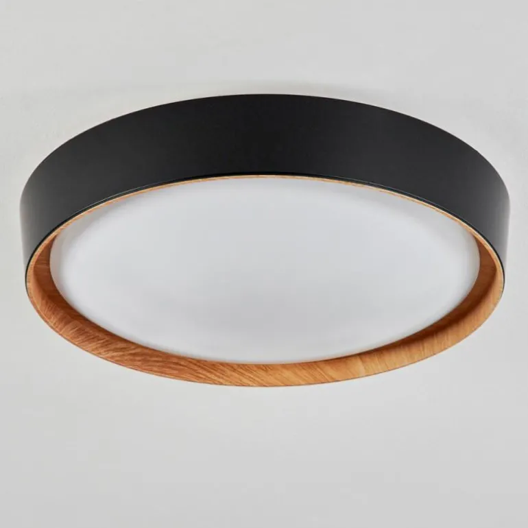 Plafonnier Louea LED Brun, Couleur bois, Noir, 1 lumière
