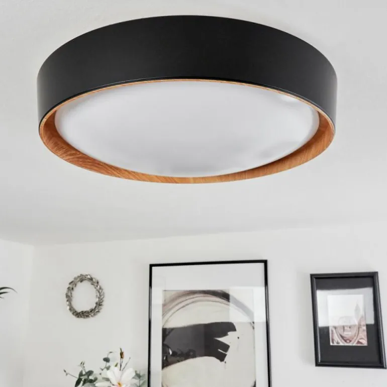 Plafonnier Louea LED Brun, Couleur bois, Noir, 1 lumière