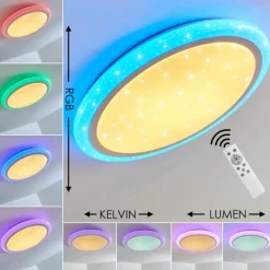 Plafonnier Lowell LED Blanc, 2 lumières, Télécommandes, Changeur de couleurs