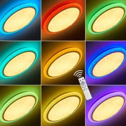 Plafonnier Lowell LED Blanc, 2 lumières, Télécommandes, Changeur de couleurs