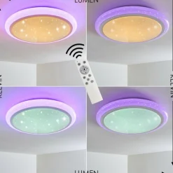 Plafonnier Lowell LED Blanc, 2 lumières, Télécommandes, Changeur de couleurs