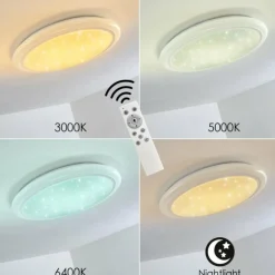 Plafonnier Lowell LED Blanc, 2 lumières, Télécommandes, Changeur de couleurs