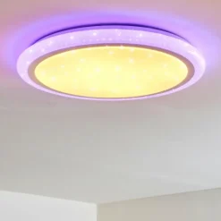 Plafonnier Lowell LED Blanc, 2 lumières, Télécommandes, Changeur de couleurs