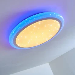 Plafonnier Lowell LED Blanc, 2 lumières, Télécommandes, Changeur de couleurs