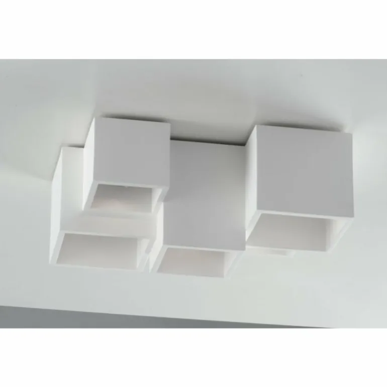 Plafonnier Luce-Design Foster peut être peint avec de la peinture ordinaire, Blanc, 5 lumières