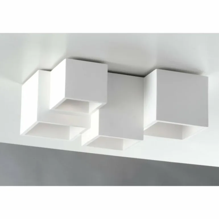Plafonnier Luce-Design Foster peut être peint avec de la peinture ordinaire, Blanc, 5 lumières