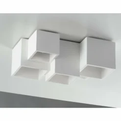 Plafonnier Luce-Design Foster peut être peint avec de la peinture ordinaire, Blanc, 5 lumières