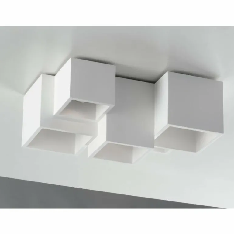 Plafonnier Luce-Design Foster peut être peint avec de la peinture ordinaire, Blanc, 5 lumières
