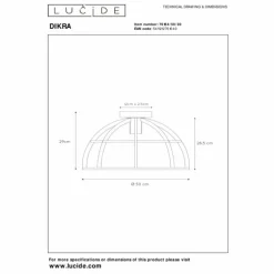 Plafonnier Lucide DIKRA Noir, 1 lumière