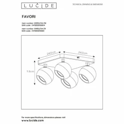 Plafonnier Lucide FAVORI Noir, 4 lumières