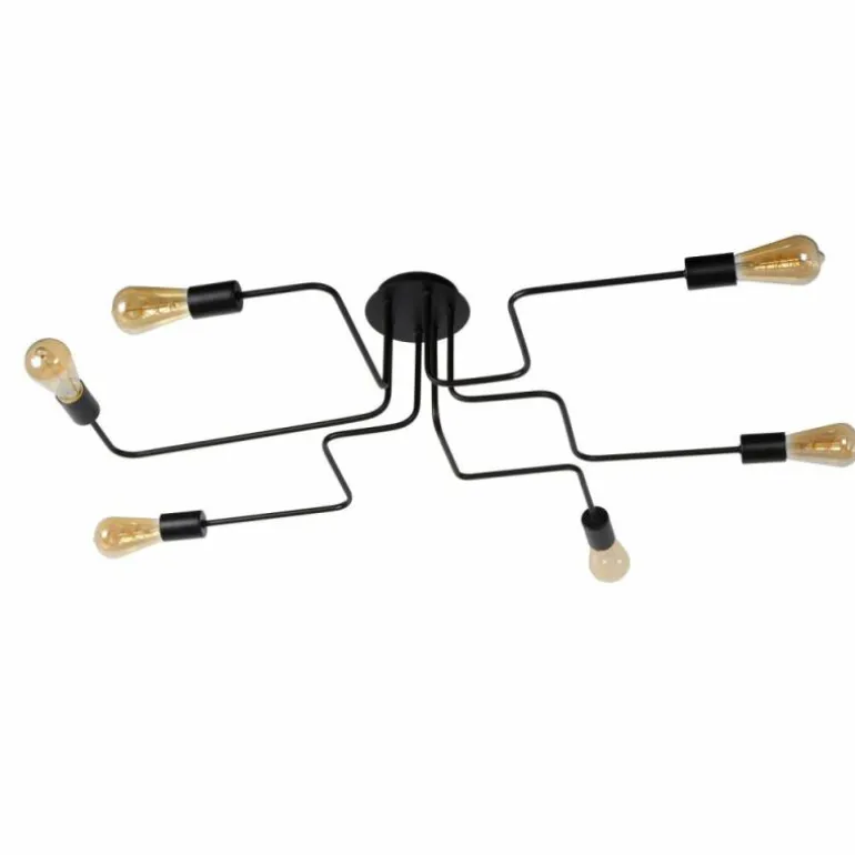 Plafonnier Lucide LESTER Noir, 6 lumières