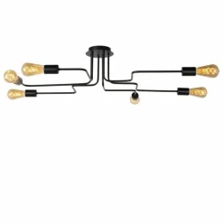 Plafonnier Lucide LESTER Noir, 6 lumières
