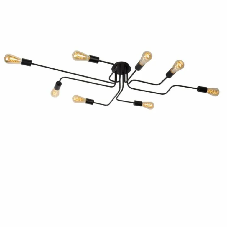 Plafonnier Lucide LESTER Noir, 8 lumières