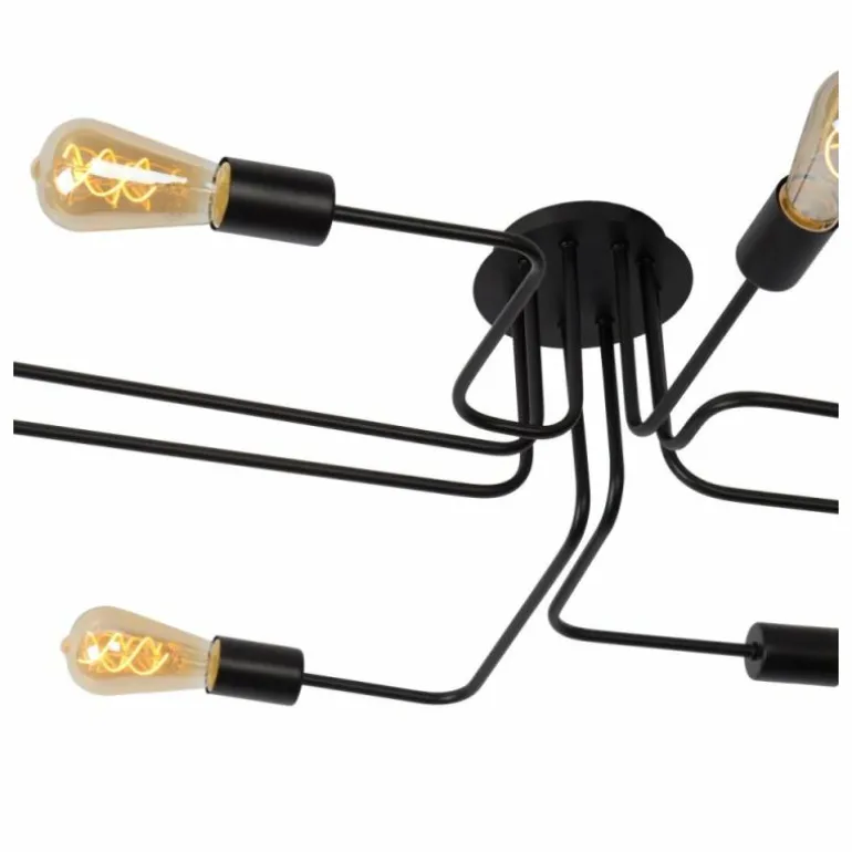 Plafonnier Lucide LESTER Noir, 8 lumières