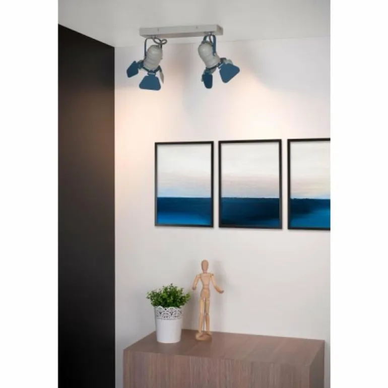 Plafonnier Lucide PICTO Bleu, Gris, 2 lumières