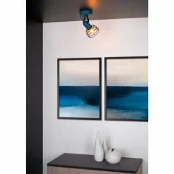 Plafonnier Lucide Pola Bleu, Noir, 1 lumière