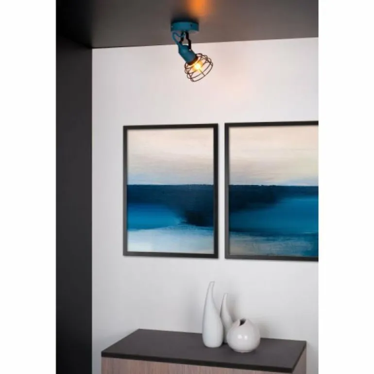 Plafonnier Lucide Pola Bleu, Noir, 1 lumière