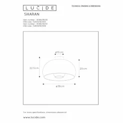 Plafonnier Lucide SHARAN Noir, 1 lumière