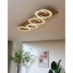 Plafonnier Lutec Rifia LED Écru, Noir, 4 lumières