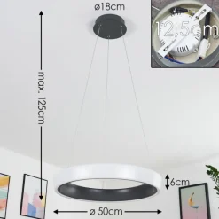 Plafonnier Mackay LED Anthracite, Blanc, 1 lumière, Télécommandes