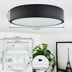 Plafonnier Maho LED Noir, 1 lumière