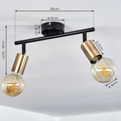 Plafonnier Maidford Laiton, Noir, 2 lumières