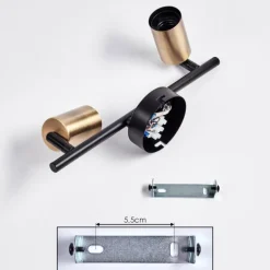 Plafonnier Maidford Laiton, Noir, 2 lumières