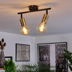 Plafonnier Maidford Laiton, Noir, 2 lumières