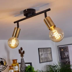 Plafonnier Maidford Laiton, Noir, 2 lumières