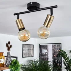 Plafonnier Maidford Laiton, Noir, 2 lumières