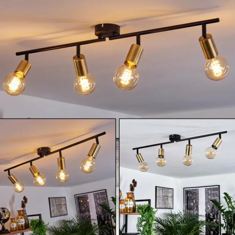 Plafonnier Maidfordo Laiton, Noir, 4 lumières