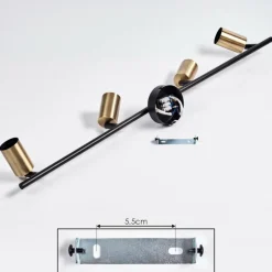 Plafonnier Maidfordo Laiton, Noir, 4 lumières