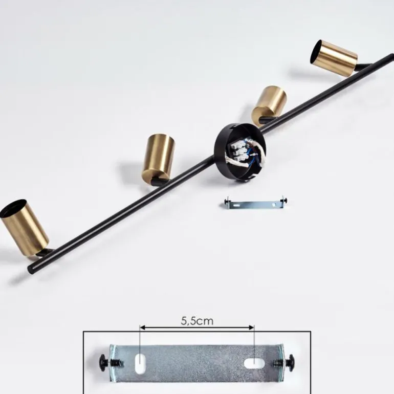 Plafonnier Maidfordo Laiton, Noir, 4 lumières