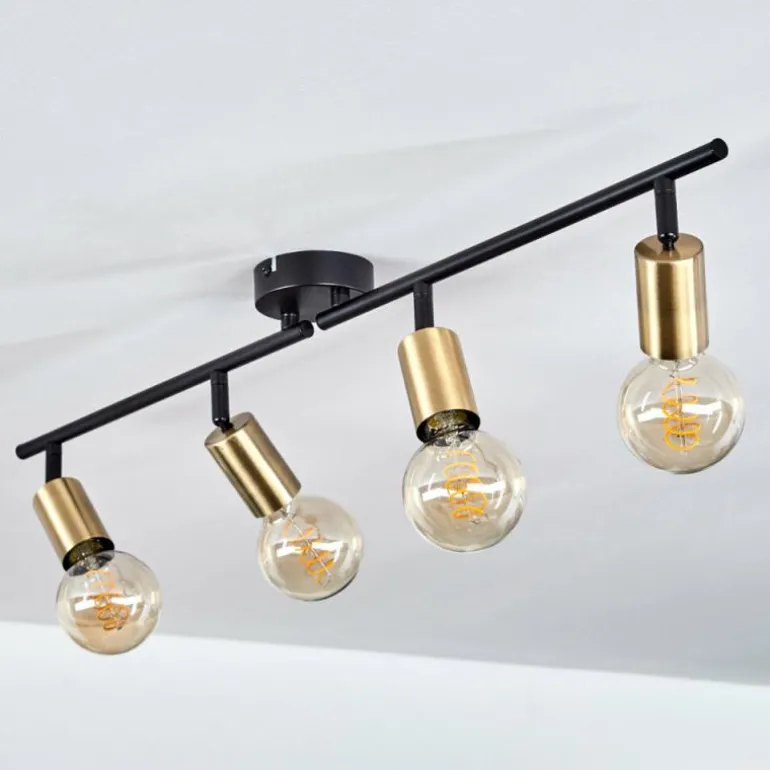Plafonnier Maidfordo Laiton, Noir, 4 lumières