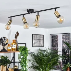 Plafonnier Maidfordo Laiton, Noir, 4 lumières