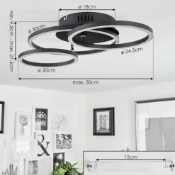 Plafonnier Malanie LED Noir, 1 lumière