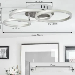 Plafonnier Malanje LED Nickel mat, 3 lumières