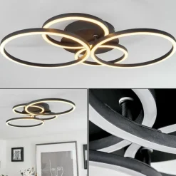 Plafonnier Malanje LED Noir, 4 lumières