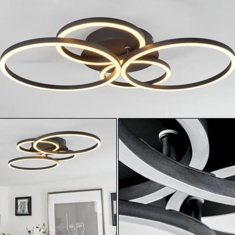 Plafonnier Malanje LED Noir, 4 lumières