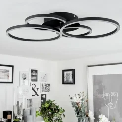 Plafonnier Malanje LED Noir, 4 lumières