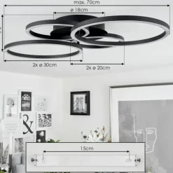 Plafonnier Malanje LED Noir, 4 lumières
