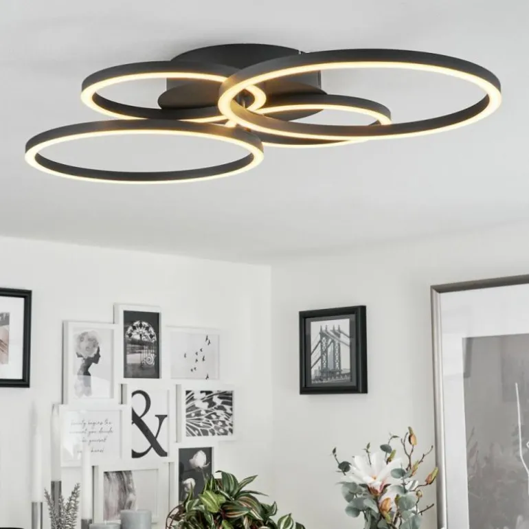 Plafonnier Malanje LED Noir, 4 lumières