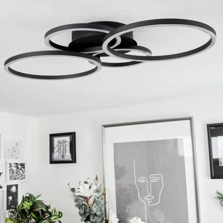 Plafonnier Malanje LED Noir, 4 lumières