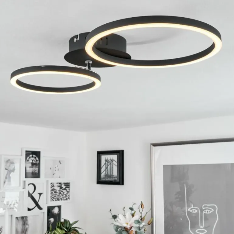 Plafonnier Malanje LED Noir, 2 lumières