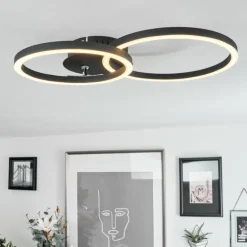 Plafonnier Malanje LED Noir, 2 lumières