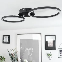 Plafonnier Malanje LED Noir, 2 lumières